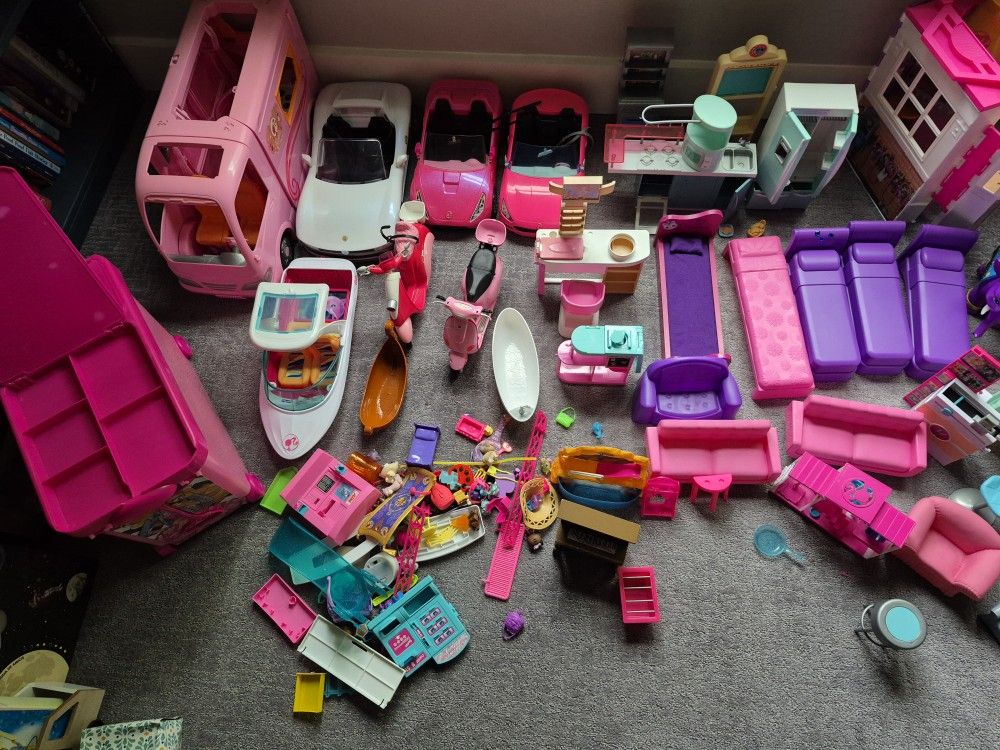 Make Offer. Will Deperate. Tons Of Barbie Accessories Dolls, Dresses, Vehicles And Much More
