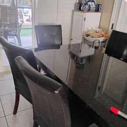 6 Fake Leather Chairs Brown $125 No Table Just Chairs 