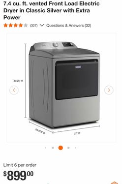 Maytag 7.4 cu. ft. Electric Dryer Classic Silver