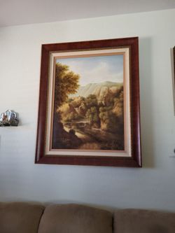 Large canvas paintings signed very large heavy $100. Mirrors, you see in wood framed fifty dollars each
