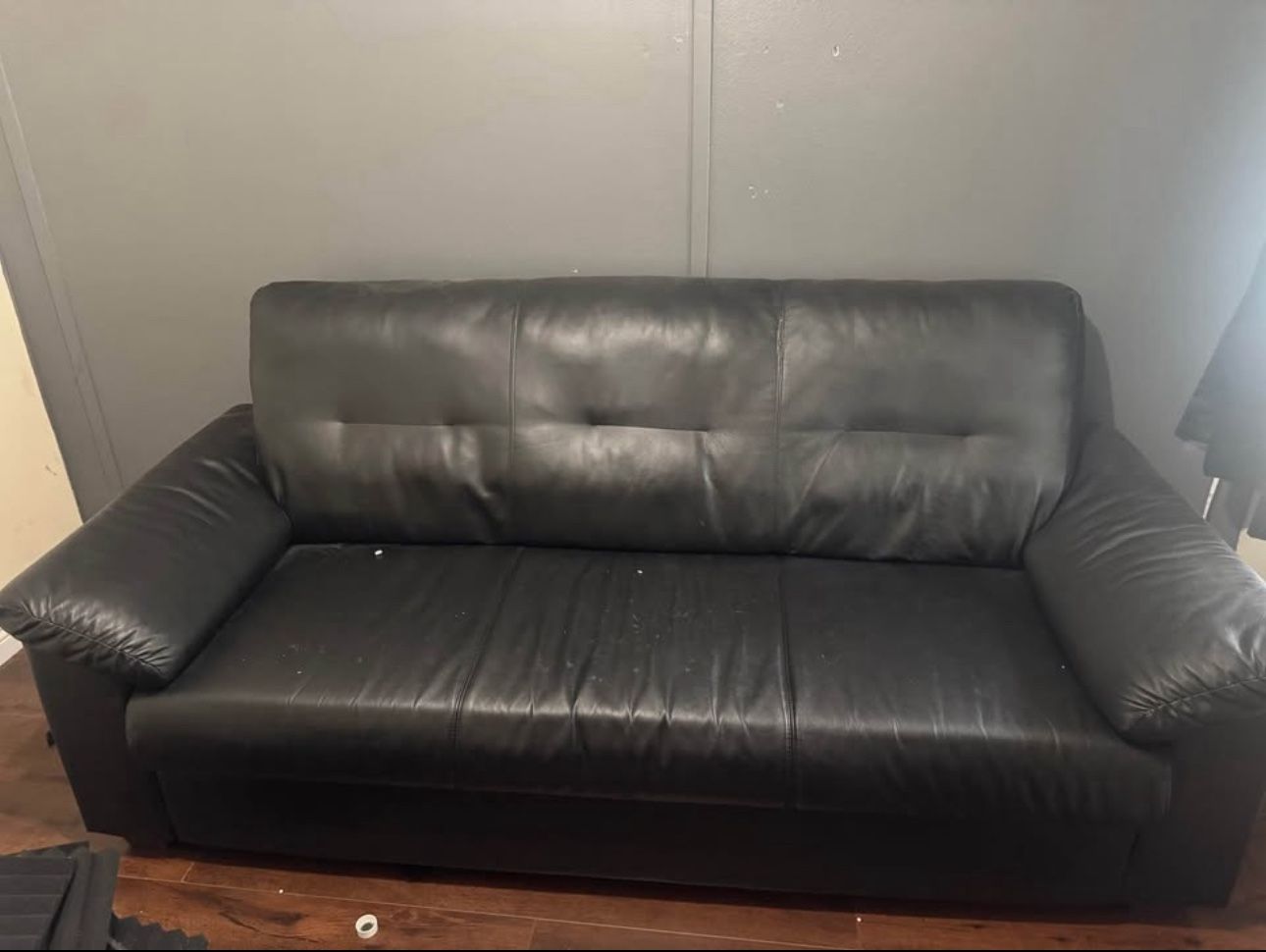 Black Faux Leather Couch