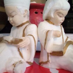 2 Japanese Bookshelf Figurine 