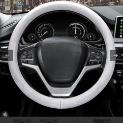 ZATOOTO Steering Wheel Cover, Silicone Great Grip Anti-Slip Steering Wheel Protector with Exquisite Texture Design, Universal Fit for Most Cars (White