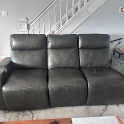 Macy’s Black leather power recliner sofa
