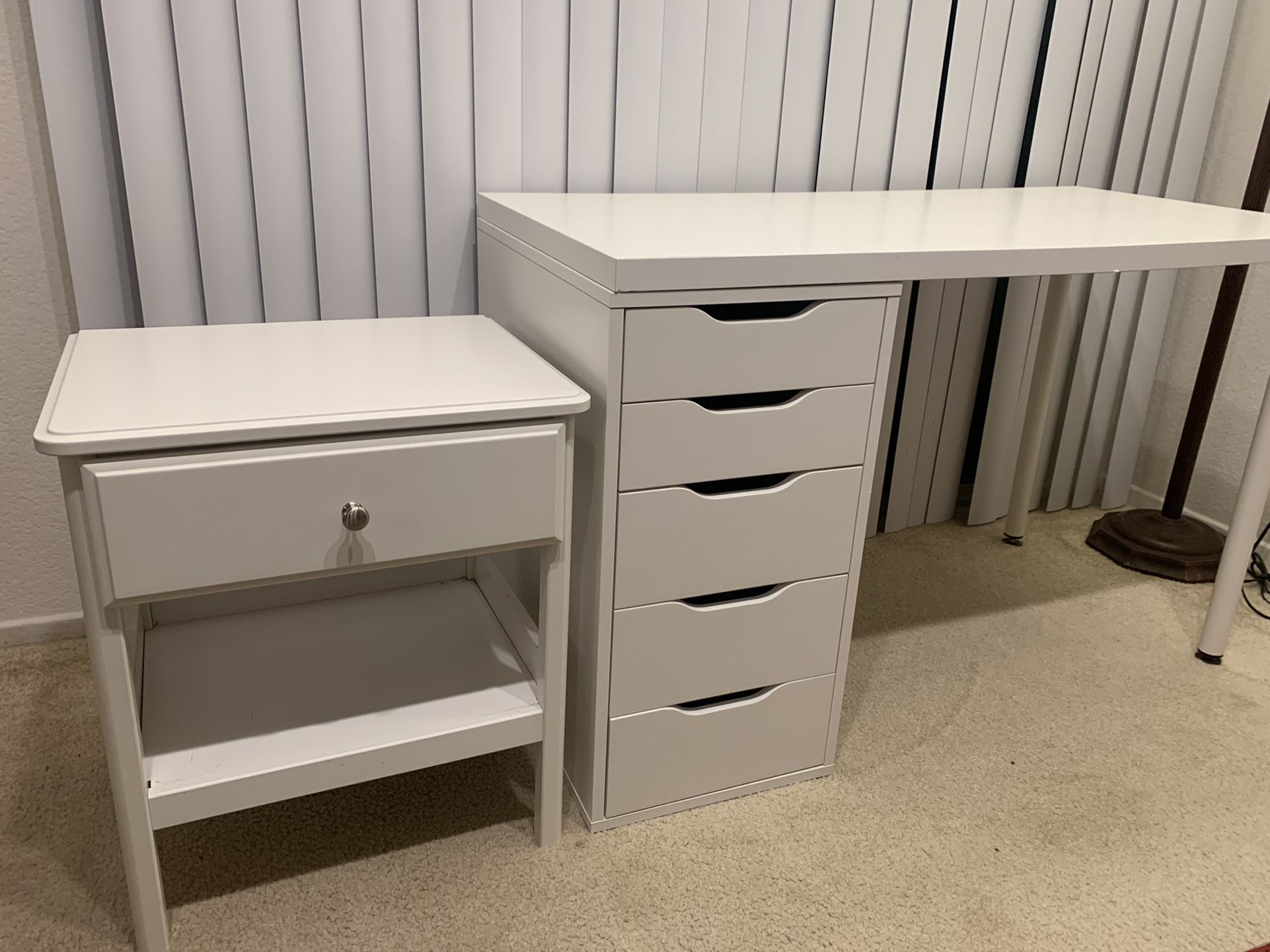 IKEA Alex Drawer And Table Desk Lagkapten Vanity And White Nightstand (sell Together Not Separate)