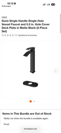 VIGO Duris Single Handle Single-Hole Vessel Faucet and 5.5 in. Hole Cover Deck Plate in Matte Black (2-Piece Set)