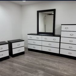 Dresser Whit Mirror,  Chest And 2 Nightstands - Cómoda Con Espejo Gavetero Y 2 Mesitas De Noche 