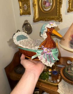Vintage wicker mother goose basket