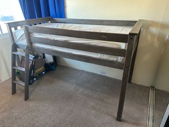 Loft bed gray and twin size mattress