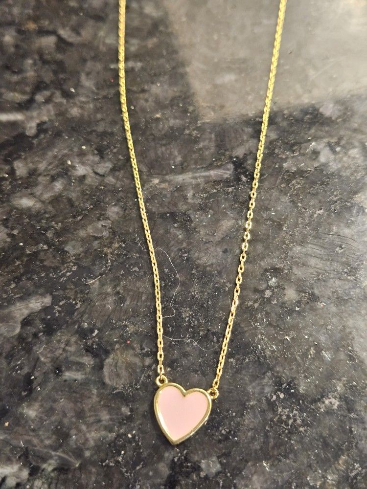 Pink Heart Necklace 925 Stamped