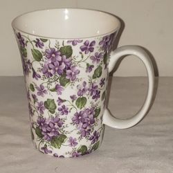 Gracie's Violets Fine Bone China Trumpet Mug
