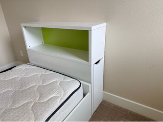 Twin Storage bed (IKEA) with headboard, mattress for sale