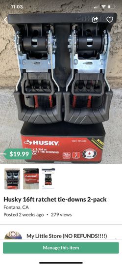 Husky 16ft ratchet tie-downs 2-pack