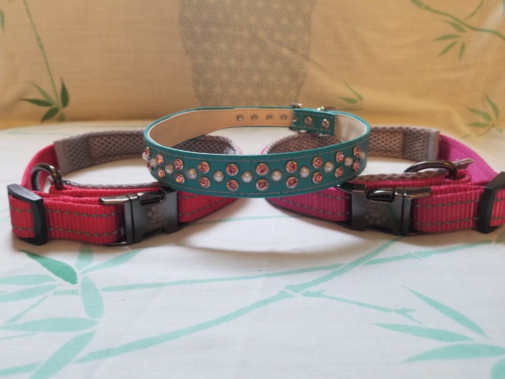 🔥New! Three 17" Dog Collars(red&pink ones are from the UK)