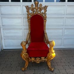 FREE DELIVERY Heavy Duty Santa King Queen Ornate Fiberglass Prop Throne Red Velvet Gold 