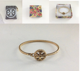 Authentic TORY BURCH Rope Logo Hinged Cuff Bracelet