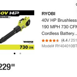 Roybi 40volt Blower With 730cfm Tool Only.