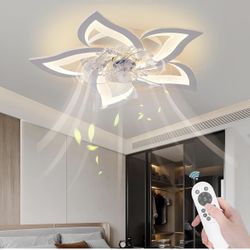 Ceiling Fan with Lights,110v Modern Dimmable Flower Shape, Remote Control/app Control