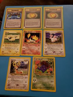 Pokemon neo Genesis cards, non holo, focus band trainer, gold berry, Quilava,gloom