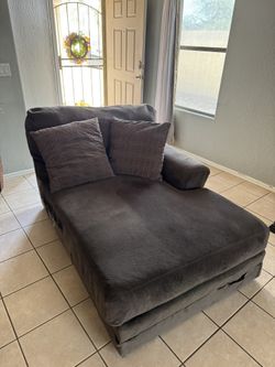 Couch Teddy Fleece  Chaise Lounge Sectional Dark Brown 