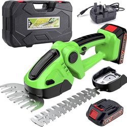 2-in-1 Mini Hedge Trimmer Cordless & Grass Shears 24V Battery Operated Shrubbery Trimmer Handheld Electric Grass Trimmer with 2 Rechargeable Batteries