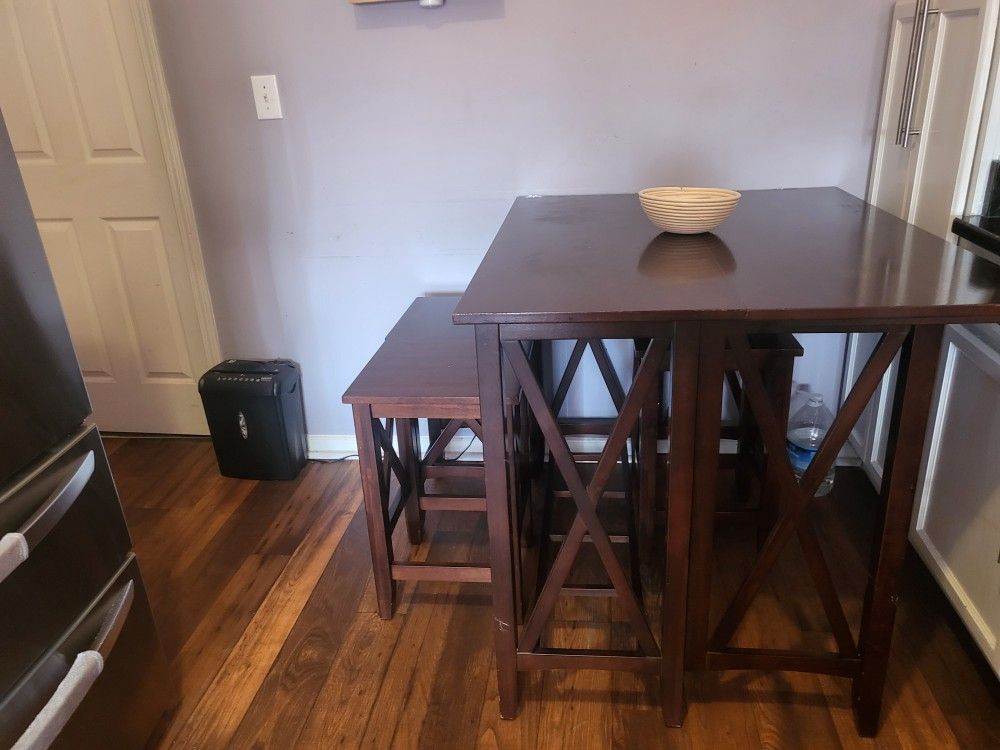 Folding Kitchen Table Set 4 Stools