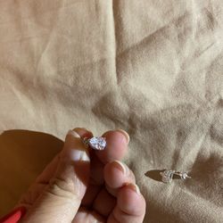 Real Silver Zircon Diamond Stud Earrings 