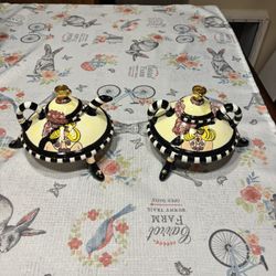 Vtg SWAK Ceramic Sugar & Creamer Aunt Gertie Classy Lady Lynda Corneille 
