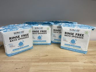 Scrubzz Disposable Rinse Free Bathing Wipes- All-in-1 Single Use-4 X 25=100