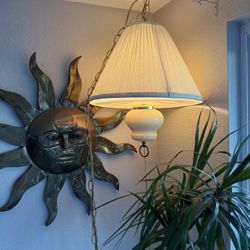 Vintage MCM swag pendant hanging lamp