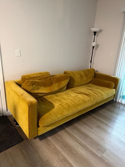 Mustard Yellow Velvet Sofa
