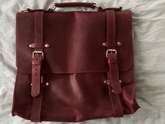 Handcrafted Leather Messenger/ Laptop Bag Color Burgundy