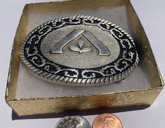 Vintage 1981 Metal Belt Buckle, Albertsons, Octanner, Nice Design, 3 1/2" x 2 1/2", Heavy Duty, Quality, Thick Metal, Made in USA, For Belts, Fashion,