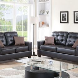 Brand New Espresso Leather Sofa And Love Seat 