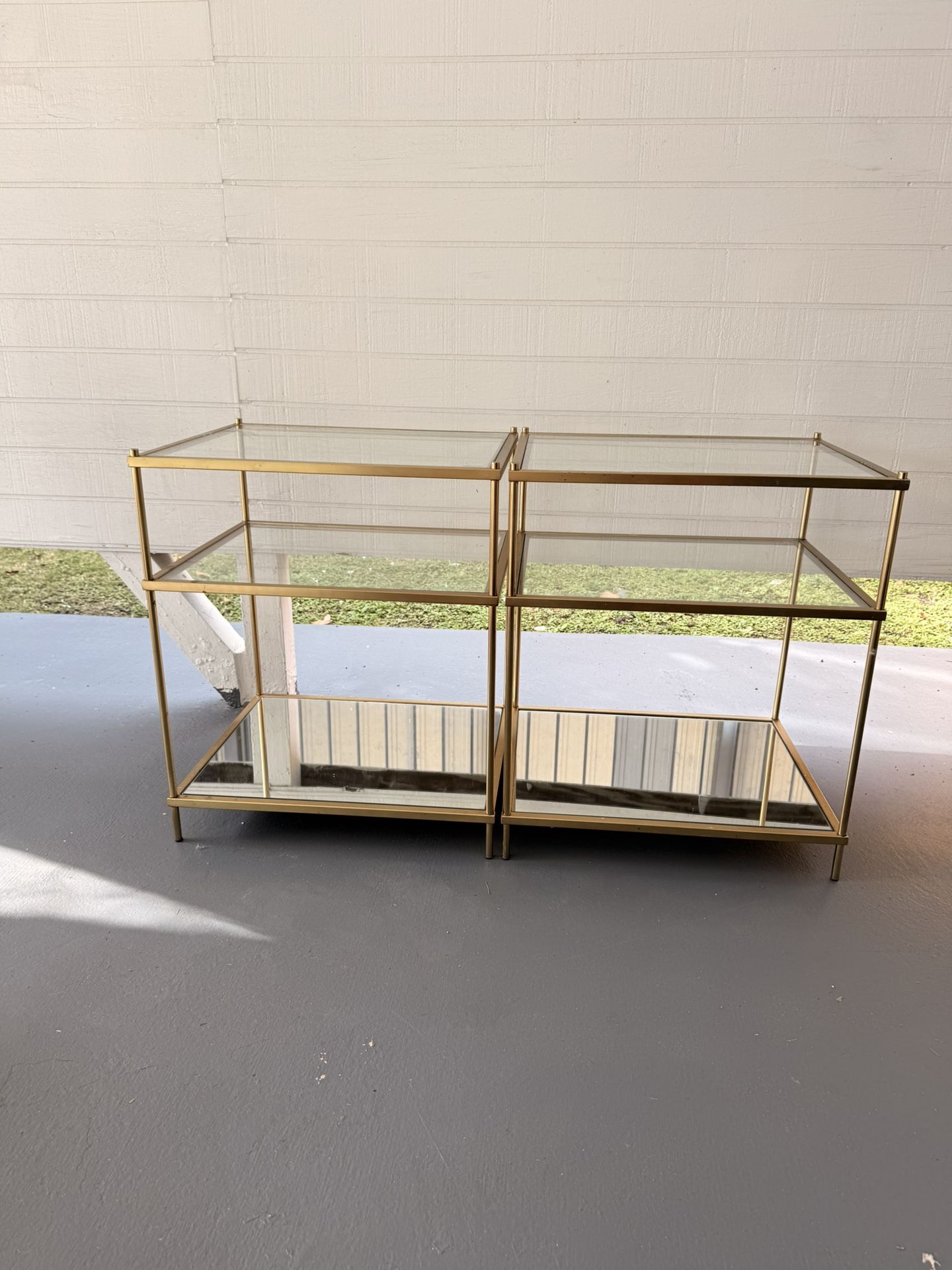 Two Gold Mirrored End Tables- West Elm (set Of 2)