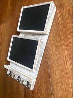 NEW. Rustic Chalkboard Mail Organizer with Hooks