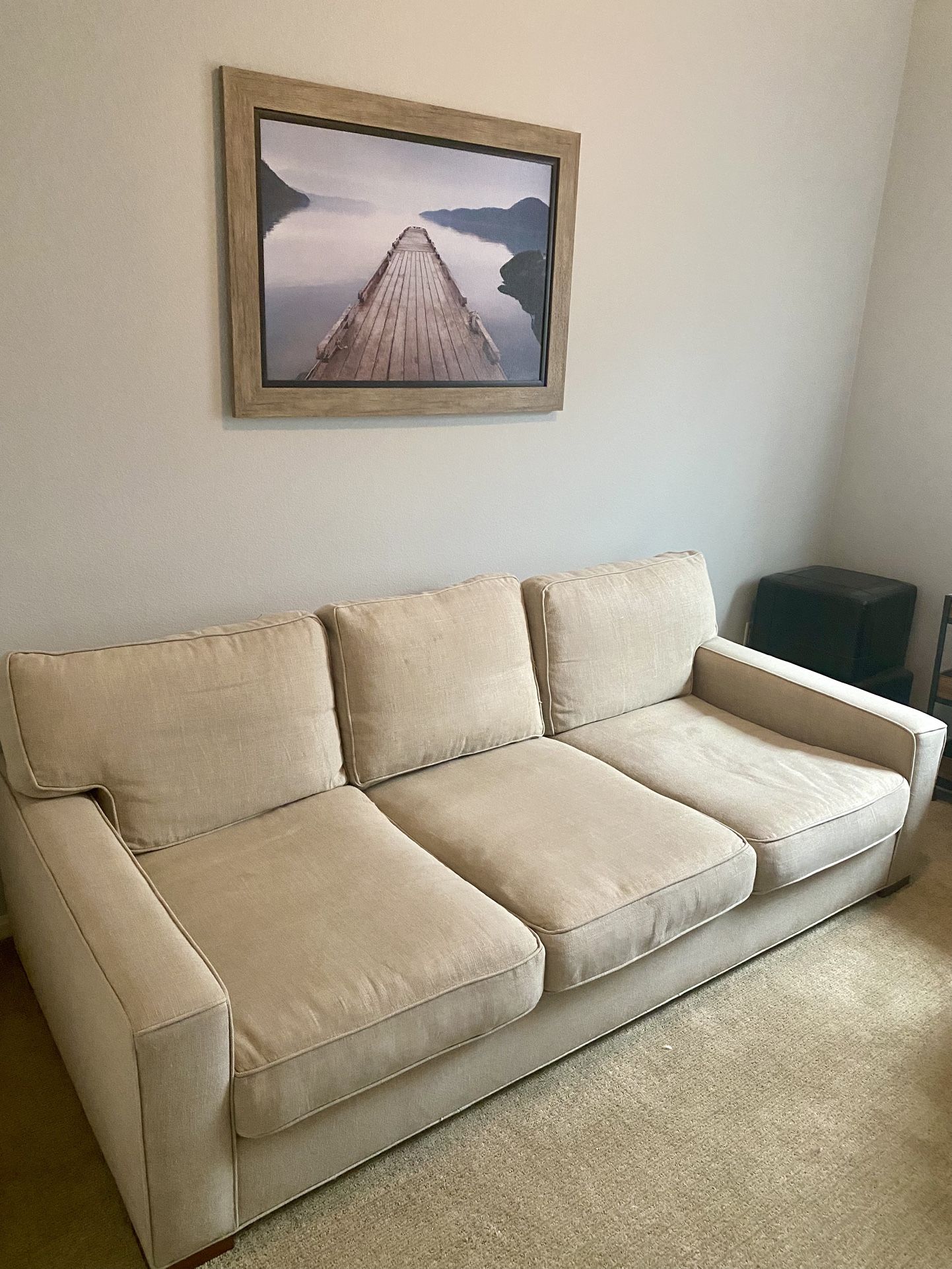 Restoration Hardware Maxwell 3 Cushion Couch Tan Color