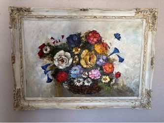 Oil painting with elegant detail frame
