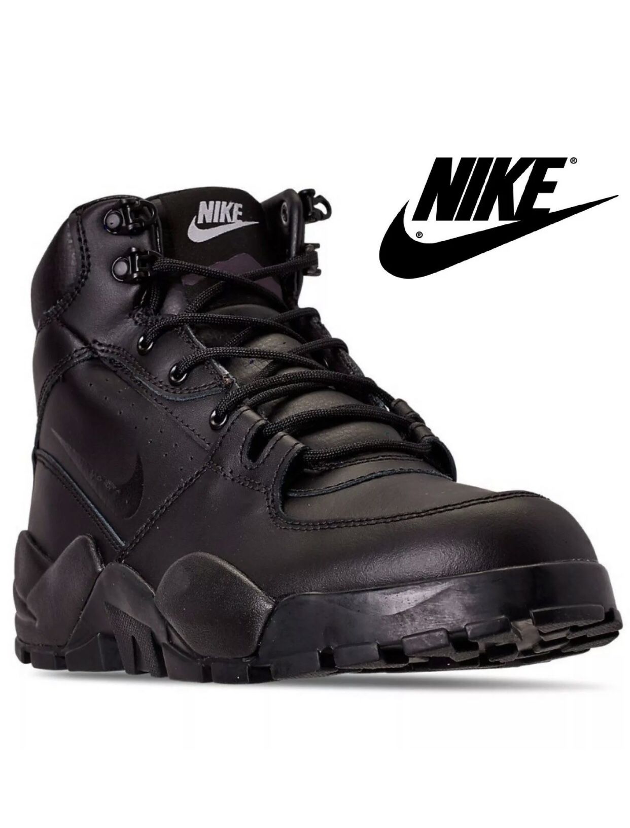 NIKE RHYODOMO BLACK WATER RESISTANT LEATHER BOOTS MENS SIZE9