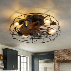 Brand New 18.5" Black Caged Ceiling Light Fixture – Industrial Farmhouse – $80