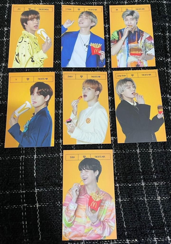 BTS Photo Cards With McDonald’s BTS Meal Logo Bought a bunch of sets of these in South America, purchased them at a kpop store, didn’t buy them at Mc
