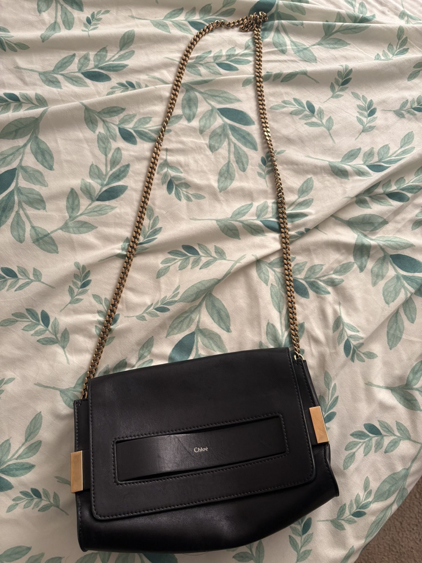 Chloé Medium Elle chain clutch in black lambskin leather