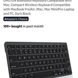 OMOTON Bluetooth Keyboard Compatible with Mac, Compact Wireless Keyboard Compatible with MacBook Pro/Air, iMac, Mac Mini/Pro Laptop and PC, Dark Black