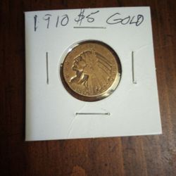 Rare 1910 $5indian Gold Coin