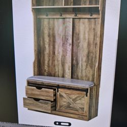 Coat Tree With Bench and Shoe Storage