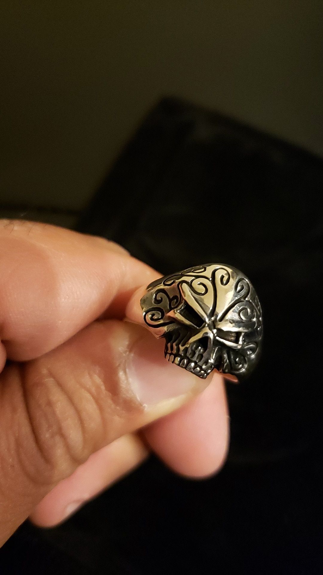 Sterling Silver, Men's Skull ring. Sz 12