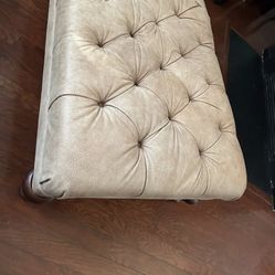 Beige Leather Ottoman 