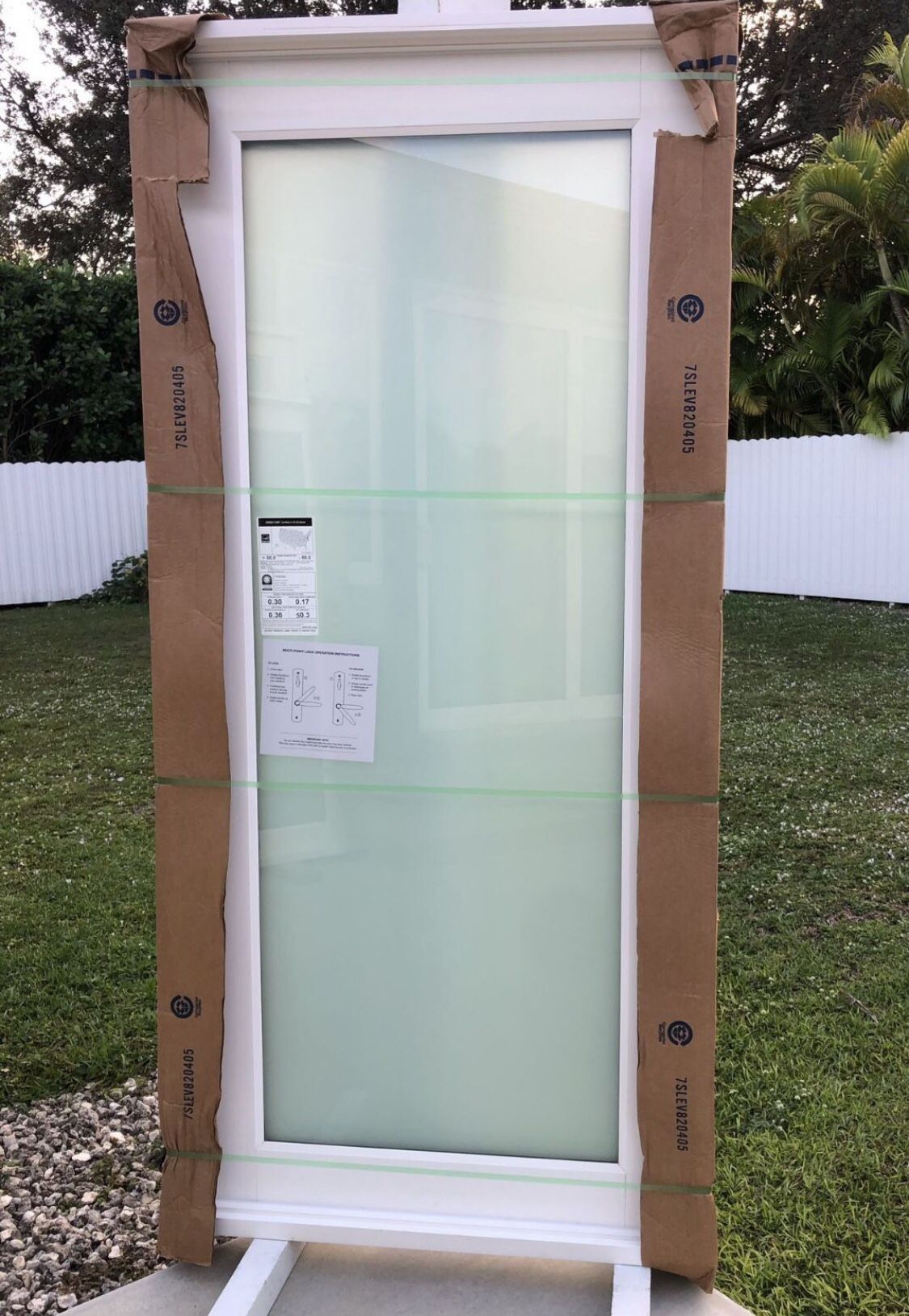 PGT 37.75 X 80.5 Impact French Door Insulated Vinyl Low E Privacy /Frosted Glass