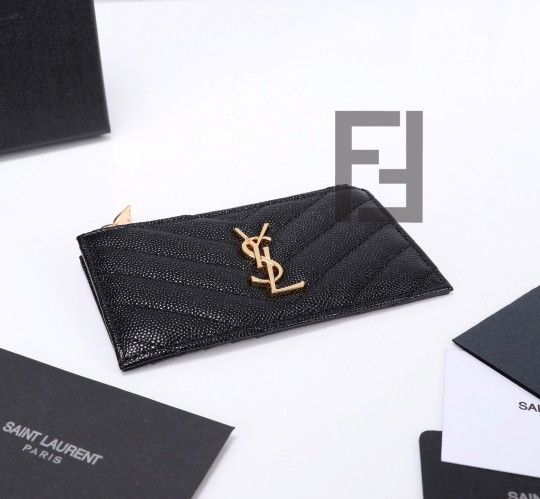 Ysl 607915 Black with gold hardware wallet 13x8cm