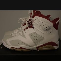 Jordans 6 White and maroon